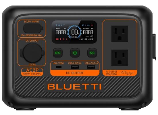 BLUETTI - AC2P Ultra-lightweight Portable Power Station Designed for Outdoor Activities, Camping, and Emergency Home Backup, 300W LiFePO4 Power Station (230.4 Wh Capacity)